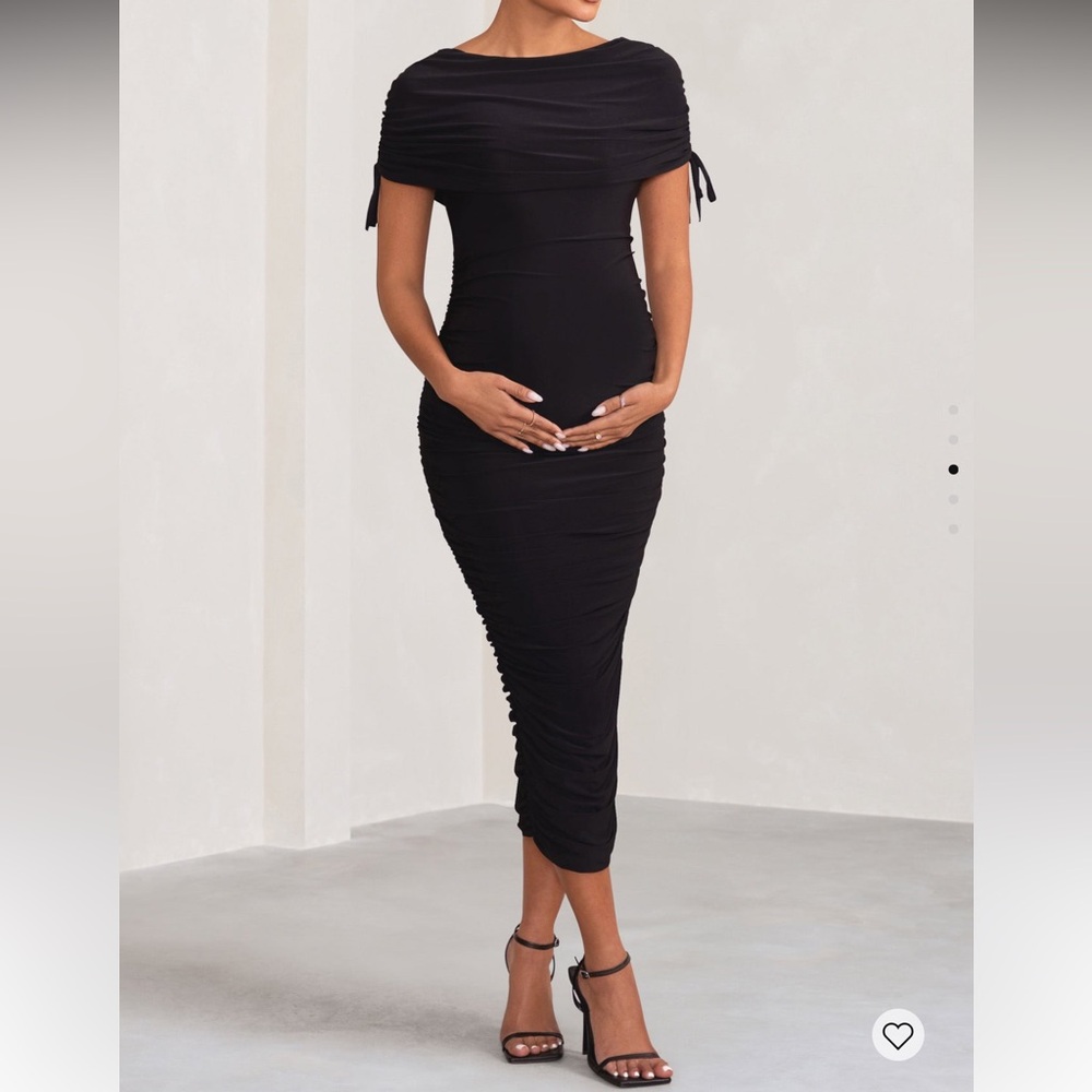Maternity ruched midi dress